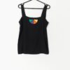 Vintage Black Loose Fit Vest Top With Colourful Motif Small