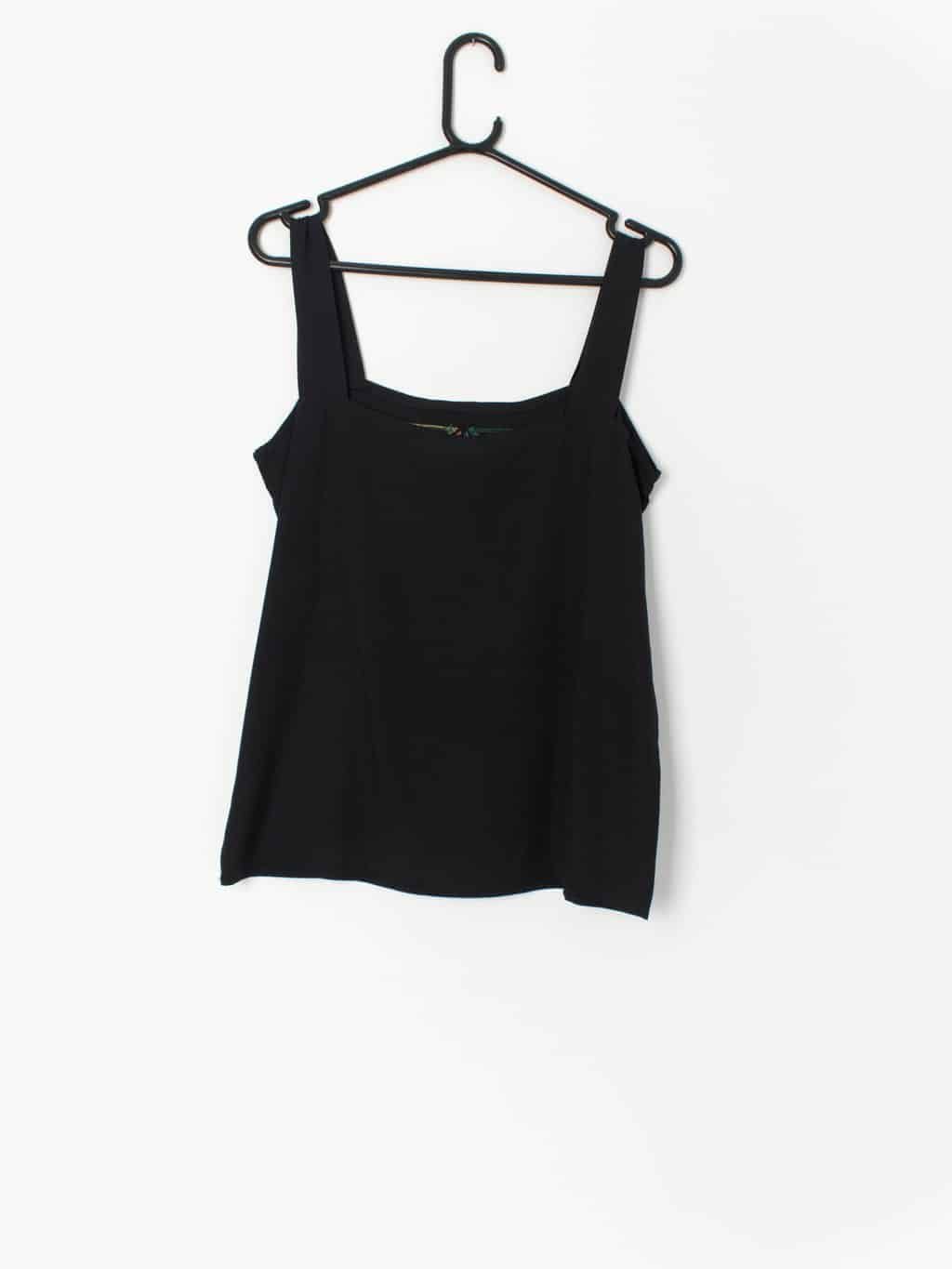 Vintage Black Loose Fit Vest Top With Colourful Motif Small 2