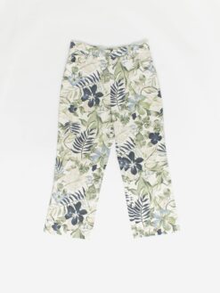 Vintage Cropped Capri Trousers 30 X 245 Green Floral Print