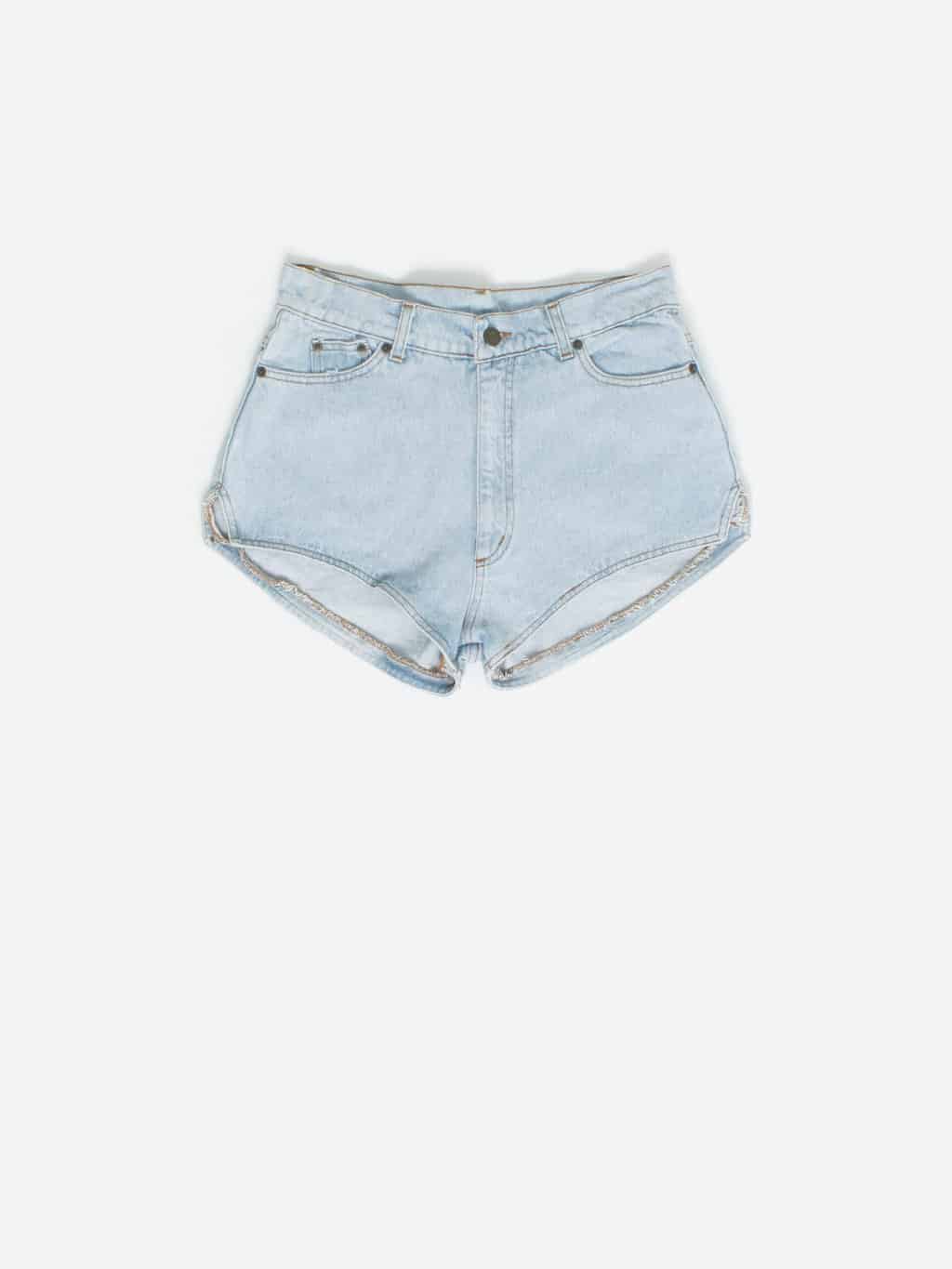 Vintage Denim Hotpants In Light Blue Wash With Elvis Pocket Patch Small Medium