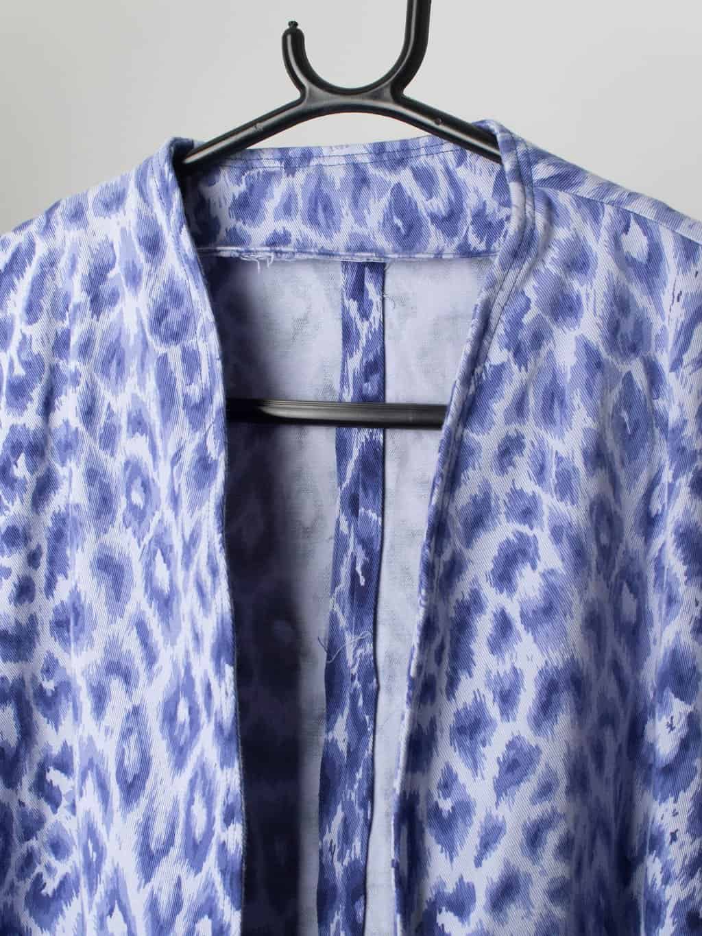 Vintage Handmade Blue Leopard Print Jacket Large 2