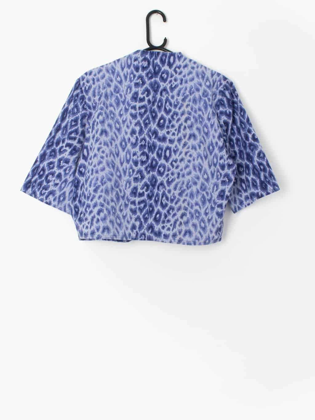 Vintage Handmade Blue Leopard Print Jacket Large 3
