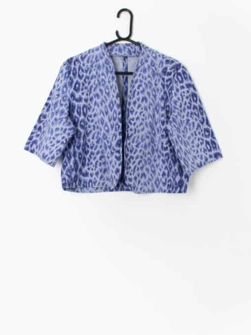 Vintage Handmade Blue Leopard Print Jacket Large