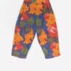 Vintage Handmade Cropped Trousers 27 Waist 60s Bold Floral Pattern In Orange Red And Blue Small