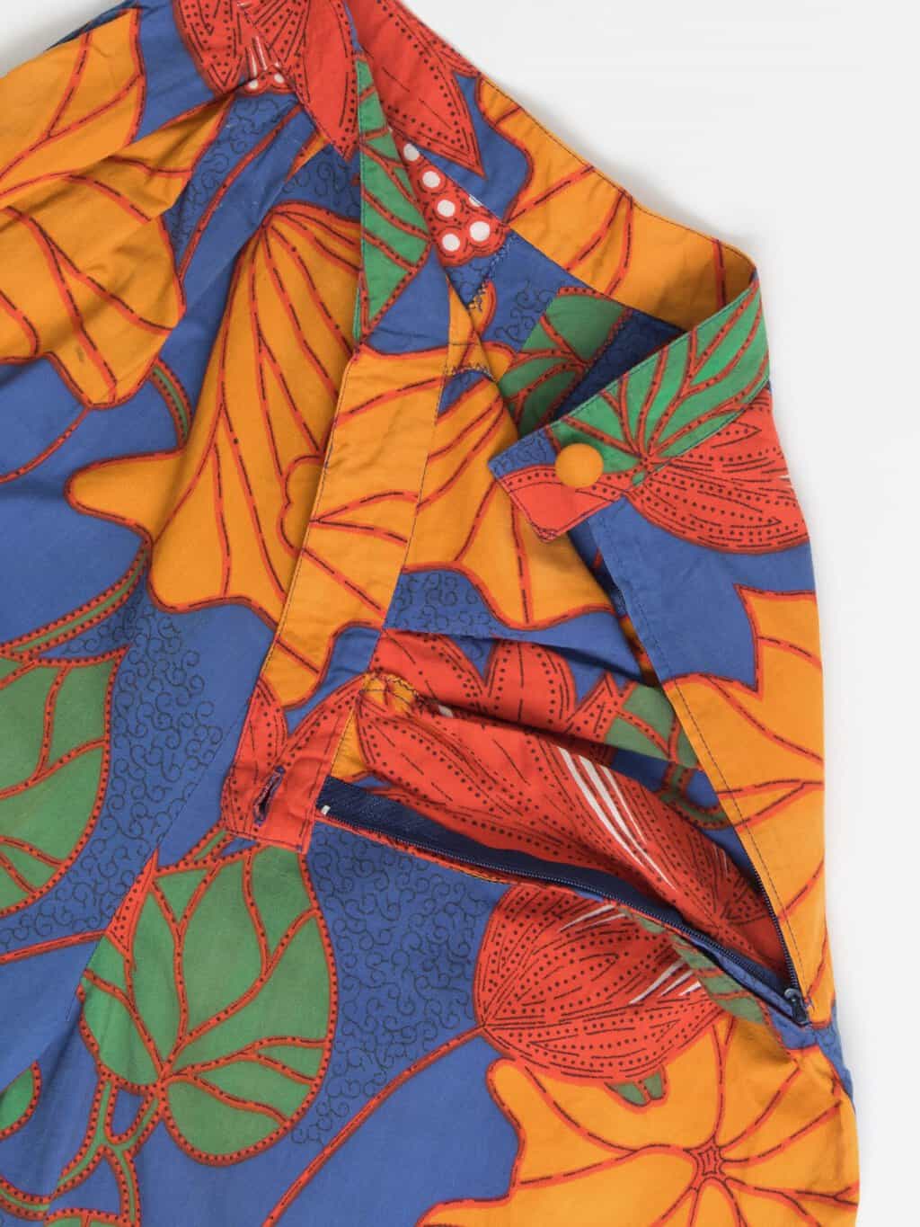 Vintage Handmade Cropped Trousers 27 Waist 60s Bold Floral Pattern In Orange Red And Blue Small 2