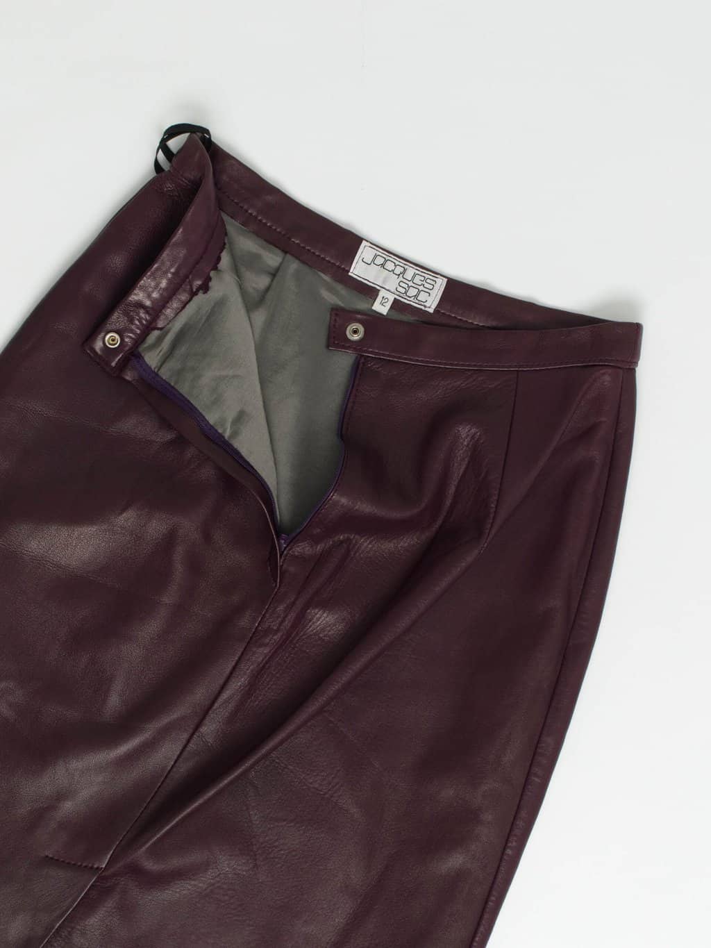Vintage Jacques Sac Leather Skirt In Deep Red Small Medium 2