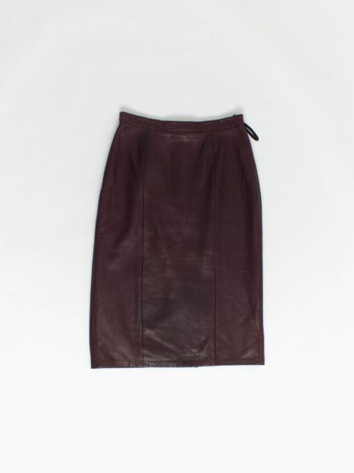 Vintage Jacques Sac Leather Skirt In Deep Red Small Medium