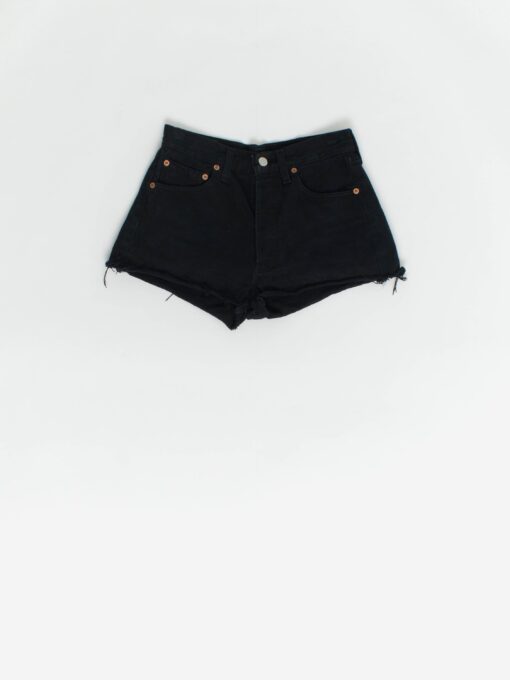 Vintage Levis 501 Denim Shorts 26 Waist Cut Off Raw Hem Black Uk Made 90s Xs Small