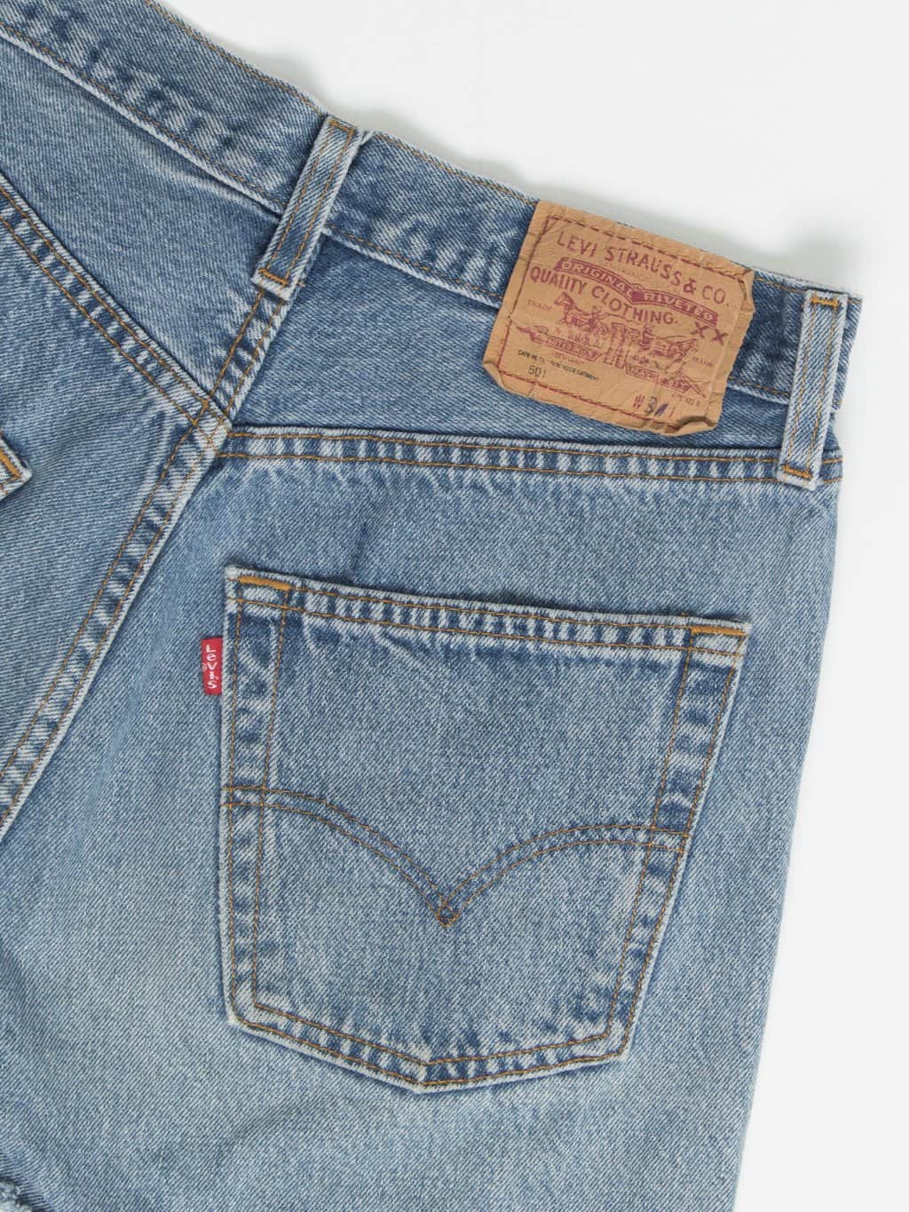 Vintage Levis 501 Frayed Denim Shorts In Stonewash Blue Made In Uk Small Medium 2