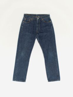 Vintage Levis 501 Jeans 29 X 27 Dark Blue Mid Wash Uk Made 90s
