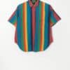 Vintage Multicoloured Rainbow Stripe Shirt By Liz Sports Medium