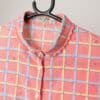Vintage Pink Checked Blouse With Lace Collar And Floral Stitch By Jaeger Medium 2
