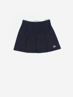 Vintage Puma Pleated Tennis Skirt In Navy Blue Small