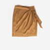 Vintage Silk Wrap Skirt In Golden Bronze With Ruched Detail Small
