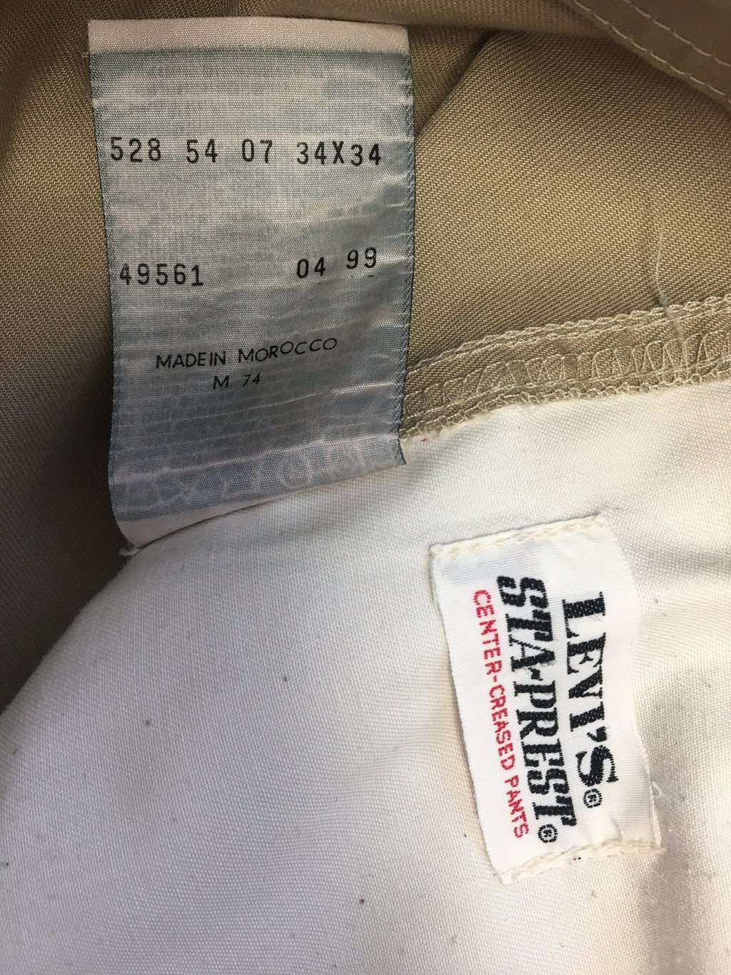 Vintage Sta Prest Levis Chinos 34 X 33 Beige 90s 5