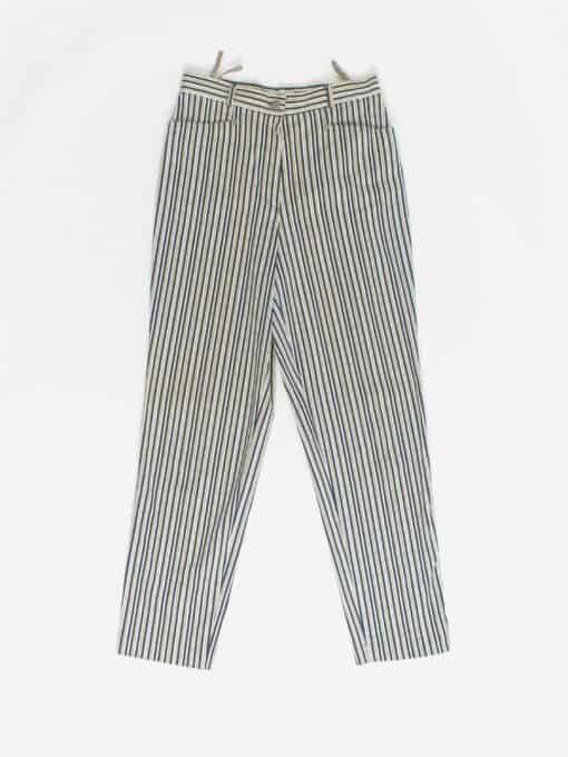 Vintage Striped Trousers 29 X 295 Blue Yellow And White With Belt Loops 90s Uk12