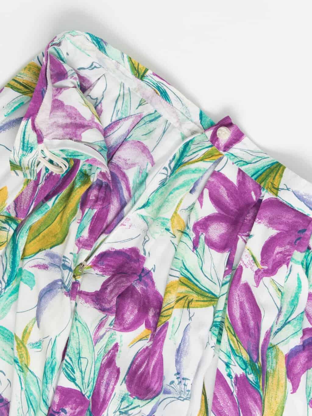 Vintage Vivien Smith Floral Skirt 25 Waist Pleated Mid Length Made In England Small 2