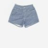 Vintage Women Denim Shorts In Blue And White Check Small