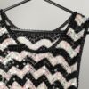 Y2k Vintage Sequin Mini Dress Black And White Loose Knit With Beaded Trim Xs 2