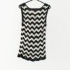 Y2k Vintage Sequin Mini Dress Black And White Loose Knit With Beaded Trim Xs 3