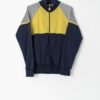 70s Vintage Adidas Track Jacket Navy Grey And Yellow Small