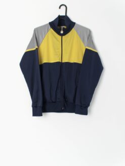70s Vintage Adidas Track Jacket Navy Grey And Yellow Small