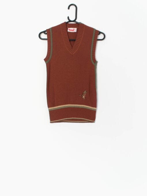 80s Mondi Sweater Vest In Rust Orange Made In West Germany Small Medium