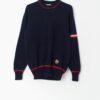 80s Navy Wool Ski Jumper With Red Stripes Made In Austria Medium Large