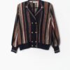 80s Striped Cardigan In Blue Red And Green With Gold Double Button Detail By Grazia Made In Italy Large