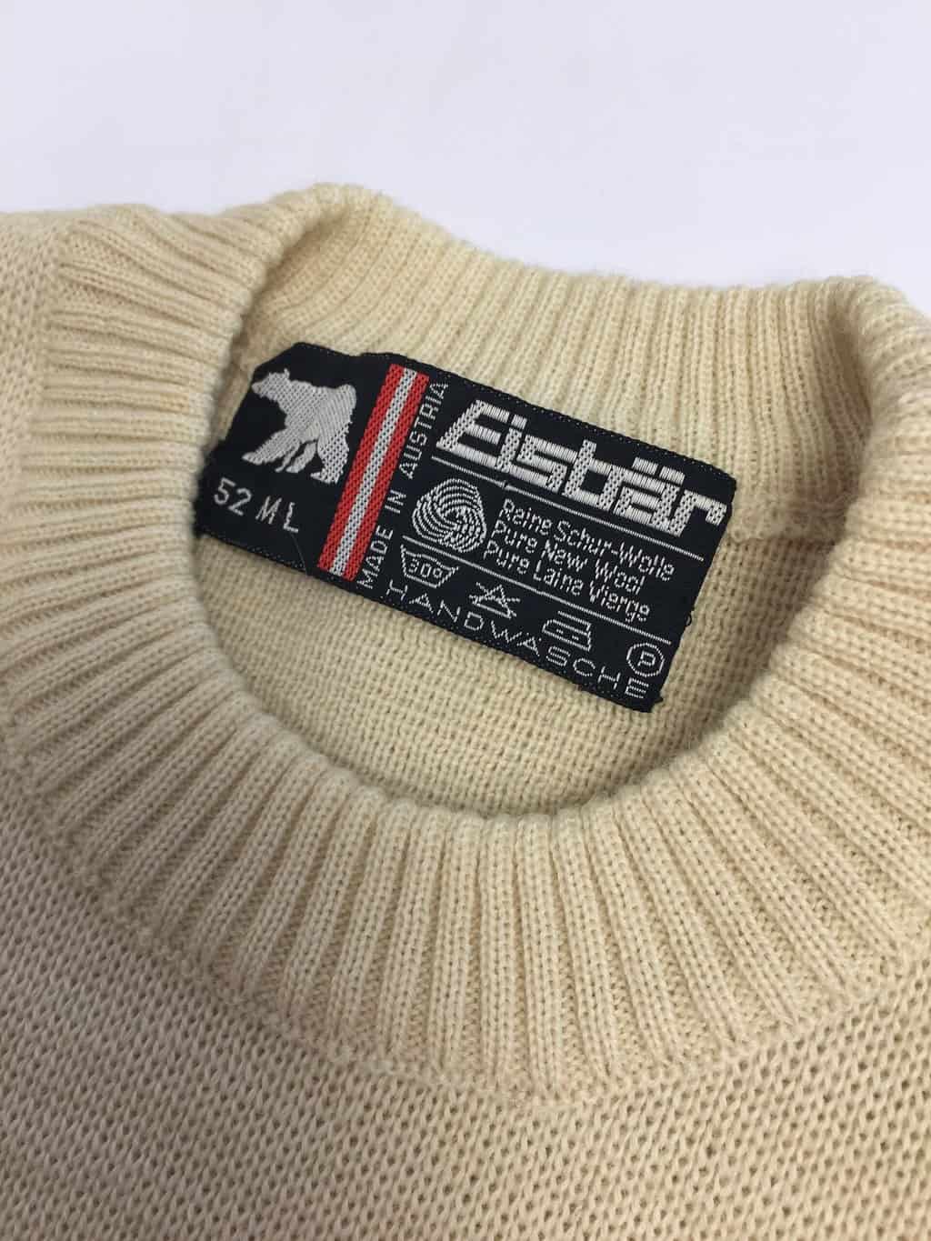80s Vintage Eisbar Wool Jumper In Beige And Blue Made In Austria Medium 4