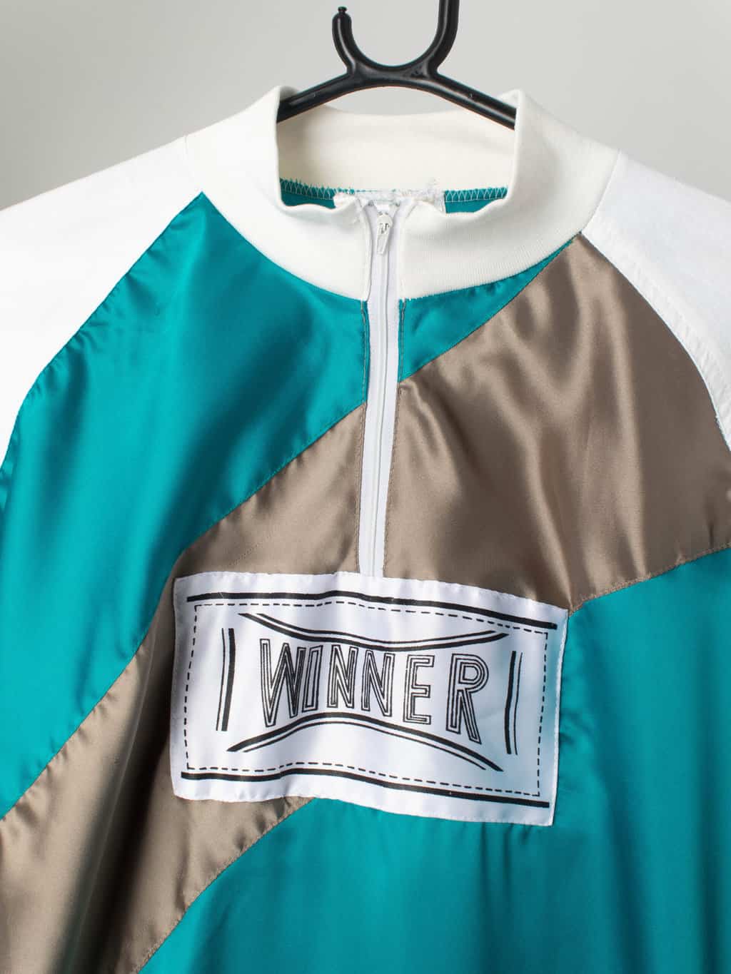 80s Vintage Track Jacket In Teal Blue Grey Bronze And White Xl 2