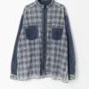 90s Jumbo Cord Overshirt In Blue And White Plaid With Zip Up Front Xl 2xl