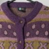 90s Purple Cardigan With Olive Green Geometric Design Medium Large 2