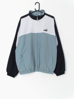 90s Vintage Puma Track Jacket In Blue White And Navy Large