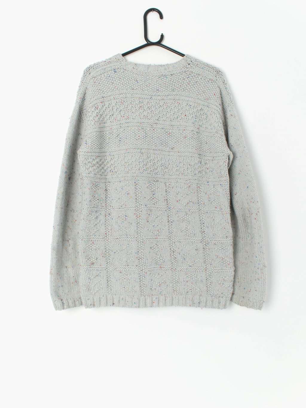 Vintage Hand Knitted Jumper With Marl Yarn In Grey Medium 3