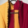 Vintage Handknitted Longline Cardigan Coat In Red Purple Yellow And Blue Colour Block Medium 3