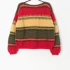 Vintage Knitted Jumper In Red Green Yellow And Brown Boatneck Christmas Vibes Medium