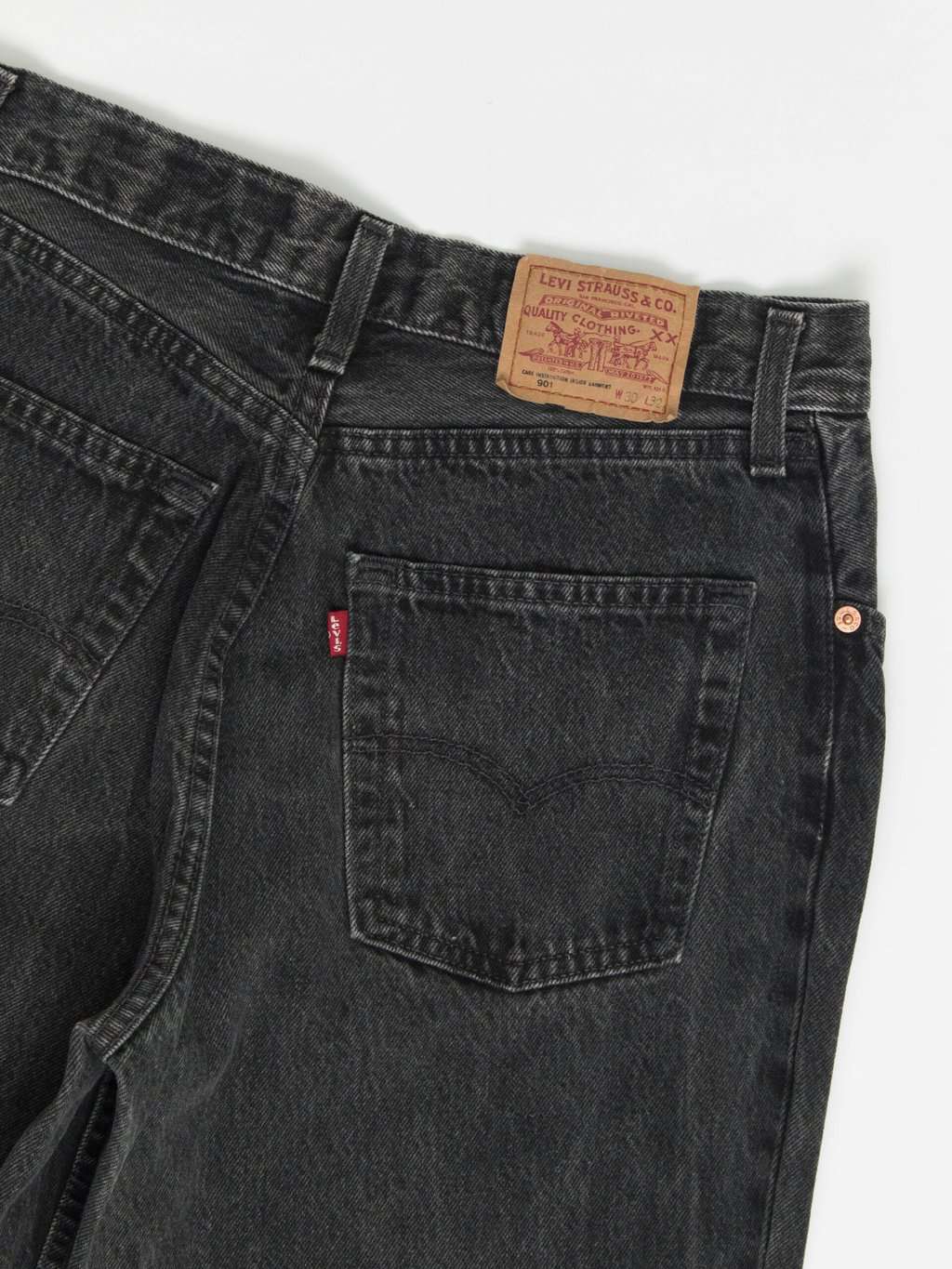 Vintage Levis 901 Jeans 28 X 31 Black Stonewash Uk Made 90s 4