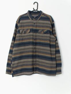 Vintage Patagonia Flannel Shirt In Organic Cotton With Blue And Green Striped Pattern Xl