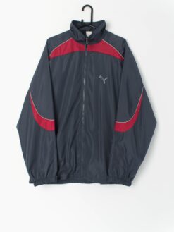 Vintage Puma Windbreaker Jacket In Grey And Red Xl Xxl