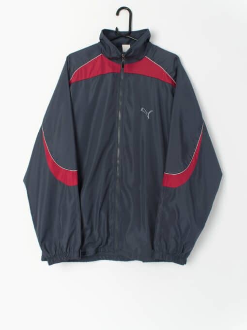 Vintage Puma Windbreaker Jacket In Grey And Red Xl Xxl