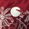 Vintage Red Aloha Shirt With White Illustrated Beach Scene Large Xl 4