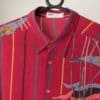 Vintage Red Shirt With Multicoloured Flags Stripes And Rope Design Large 2