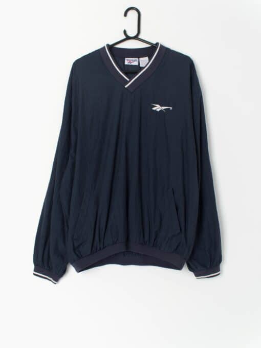 Vintage Reebok Windbreaker Pull Over In Navy Large Xl