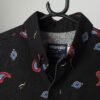 Vintage Wrangler Western Shirt Black With Red And Blue Motifs Cowboy Cut Made In Usa Medium 2