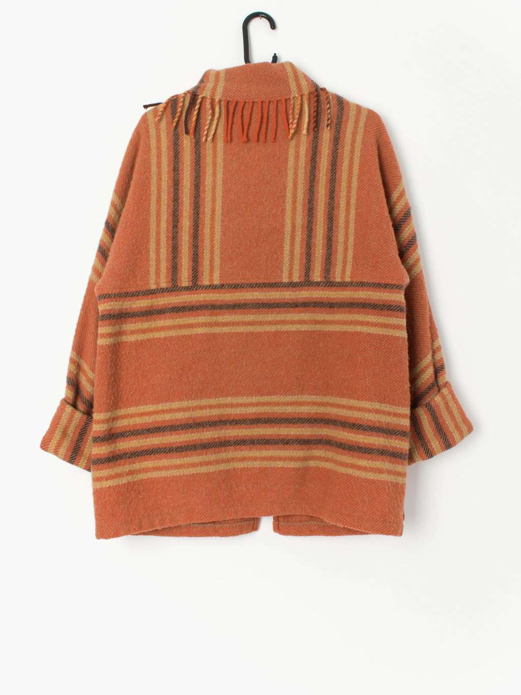 1960s Vintage Orange Fringed Wool Jacket Made In Devon Medium 3