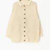 70s Vintage Handknitted Collared Cardigan In Beige Large Xl