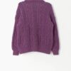 80s Berry Purple Handknitted Cardigan With Cable Knit Pattern Fancy Gold Buttons Small Medium 3