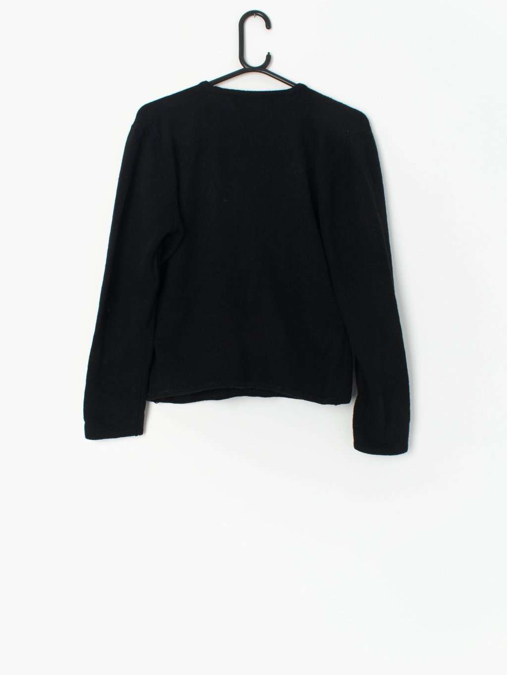 80s Bruno Cavvalini Lambswool Knitted Jumper In Black With Gold Beaded Design Medium Large 3