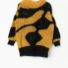 80s Vintage Bumble Bee Jumper With Roll Neck In Yellow And Black With Paisley Sequins Medium